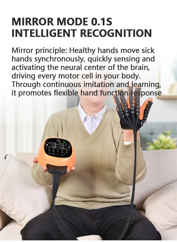 Luva pneumática robô com sensor de movimento contralateral